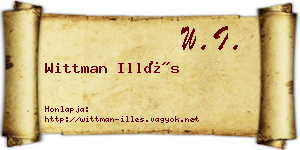 Wittman Illés névjegykártya
